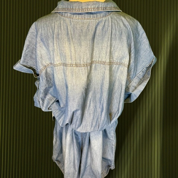 NWT Eloquii Elements Chambray Blue Belted Denim Romper Plus Size 28 - Picture 11 of 16